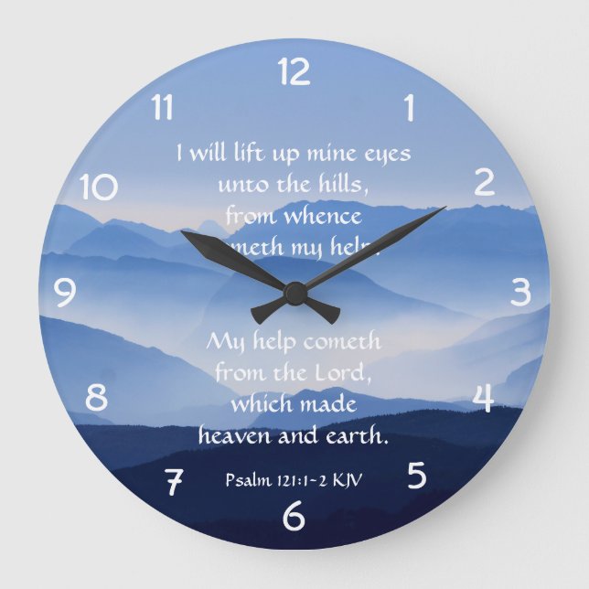 Psalm 121:1-2 Meine Hilfe kommt von der LORD Große Wanduhr (Vorderseite)