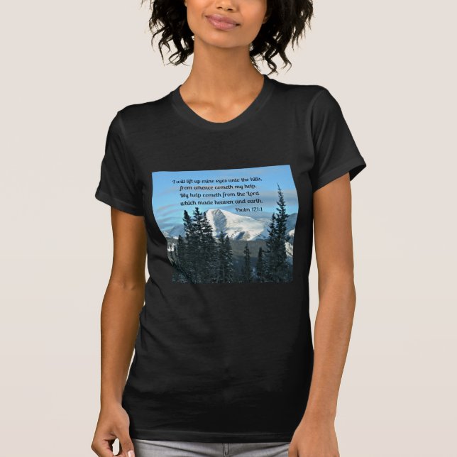 Psalm 121:1 Ich werde meine Augen hochheben... T-Shirt (Vorderseite)