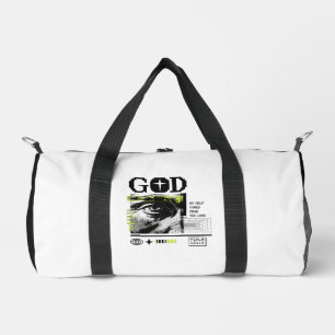 Psalm 121:2 Neon-Lime-Auge Gottes CRT-Glitch-Art Duffle Bag