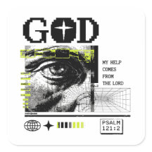 Psalm 121:2 Neon-Lime Auge Gottes CRT-Glitch-Art