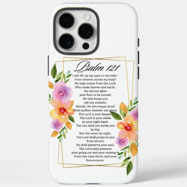 Psalm 121 Geometrischer Rahmen für Blumen Case-Mate iPhone Hülle (Rückseite)