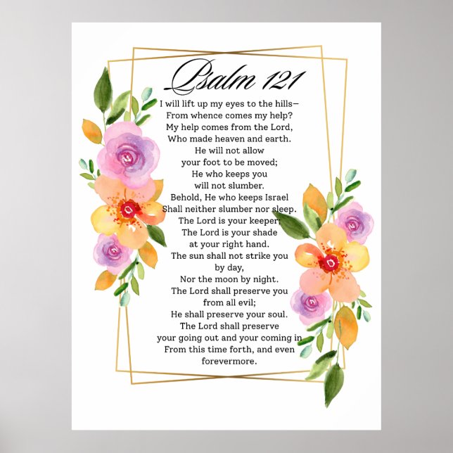 Psalm 121 Geometrischer Rahmen für Blumen Poster (Vorne)