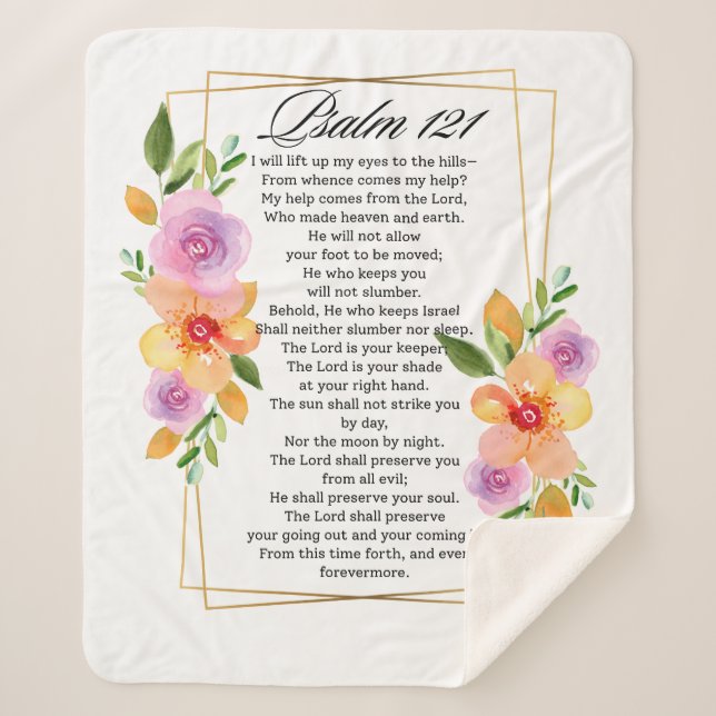 Psalm 121 Geometrischer Rahmen für Blumen Sherpadecke (Vorderseite)