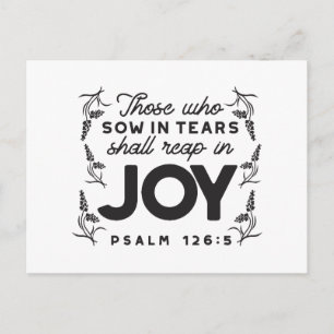Psalm 126:5 Schrift-Typografie – Ernte in Freude Feiertagspostkarte