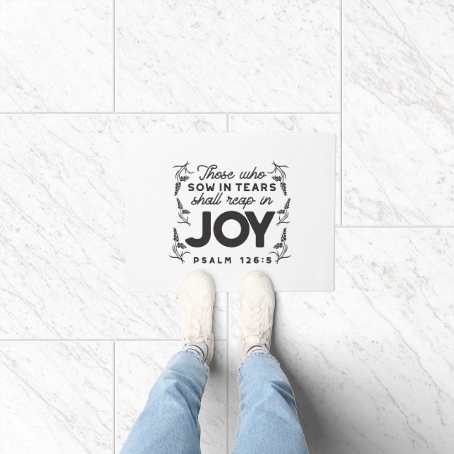 Psalm 126:5 Scripture Typography – Reap in Joy Fußmatte (Indoor)
