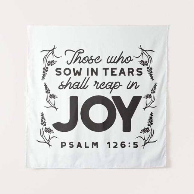 Psalm 126:5 Scripture Typography – Reap in Joy Wandteppich (Vorderseite)