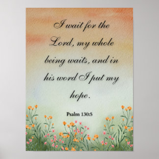 Psalm 130:5 „Ich warte auf den Herrn“ Poster-Wandk Poster