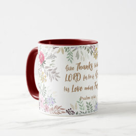Psalm 136:1 Danke an den Herrn Floral Tasse