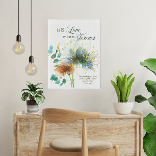 Psalm 136 Seine Liebe hält für immer blumenweiß Leinwanddruck
