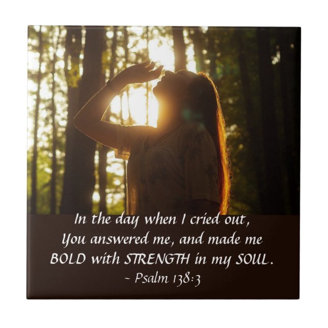 Psalm 138:3 DU antwortest mir und hast mich BOLD g Fliese (Vorderseite)