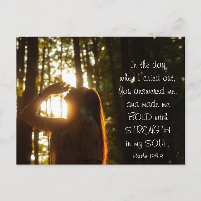 Psalm 138:3 DU antwortest mir und hast mich BOLD g Postkarte (Vorderseite)