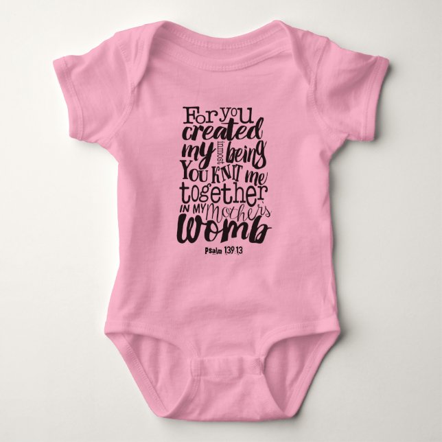 Psalm 139:13 Denn du hast mein intimstes Wesen ges Baby Strampler (Vorderseite)