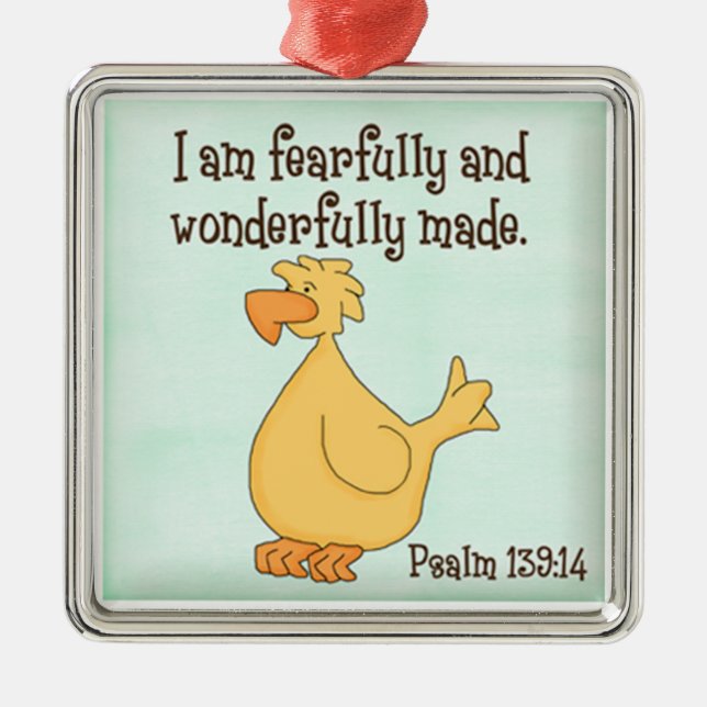 Psalm 139:14 Kinder christliche gelbe Ente Silbernes Ornament (Vorne)