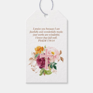 Psalm 139:14 Rosa Aquarellblume Geschenkanhänger