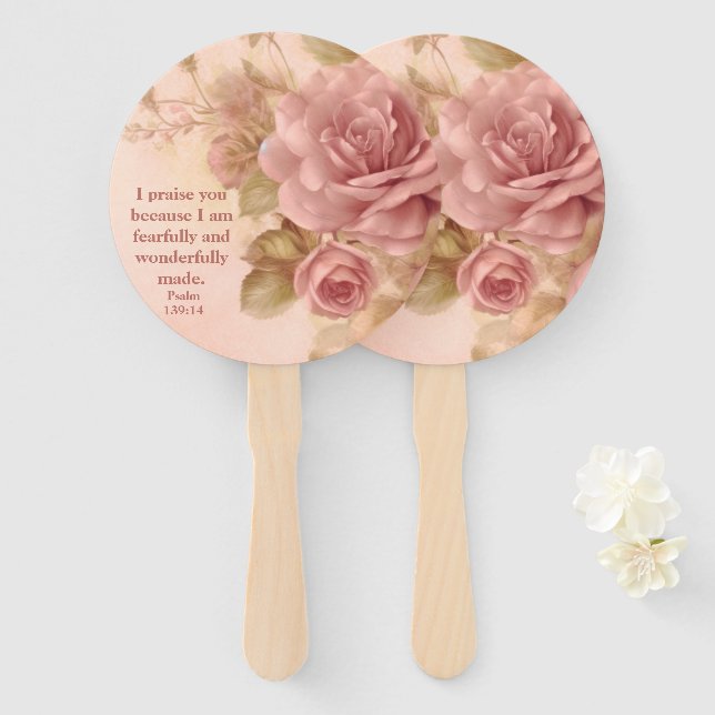Psalm 139:14 Rose Fächer (Vorne und Hinten)