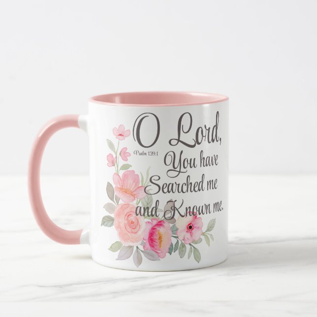 Psalm 139:1 O Herr Sie haben mich durchsucht Blume Tasse (Links)