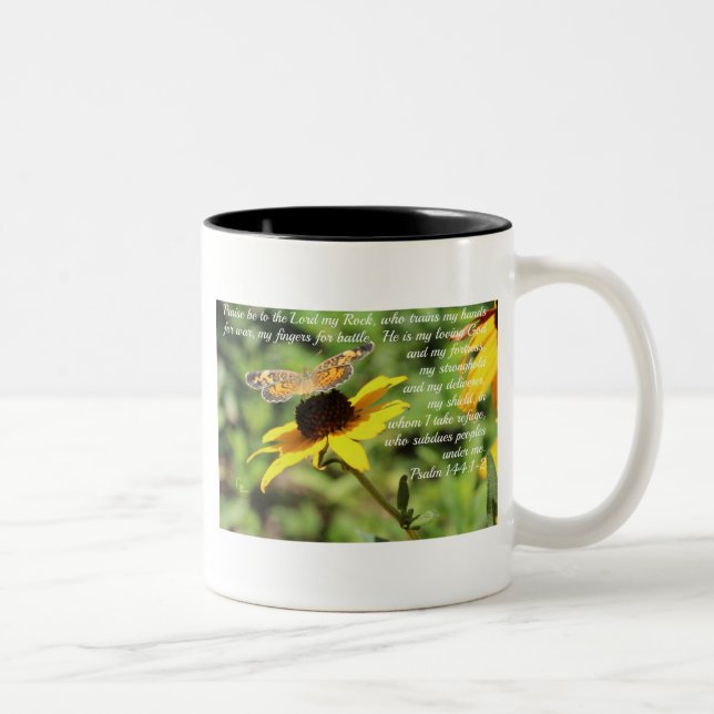 Psalm-144:1 - 2 goldener Blackeyed Susan Zweifarbige Tasse (Rechts)