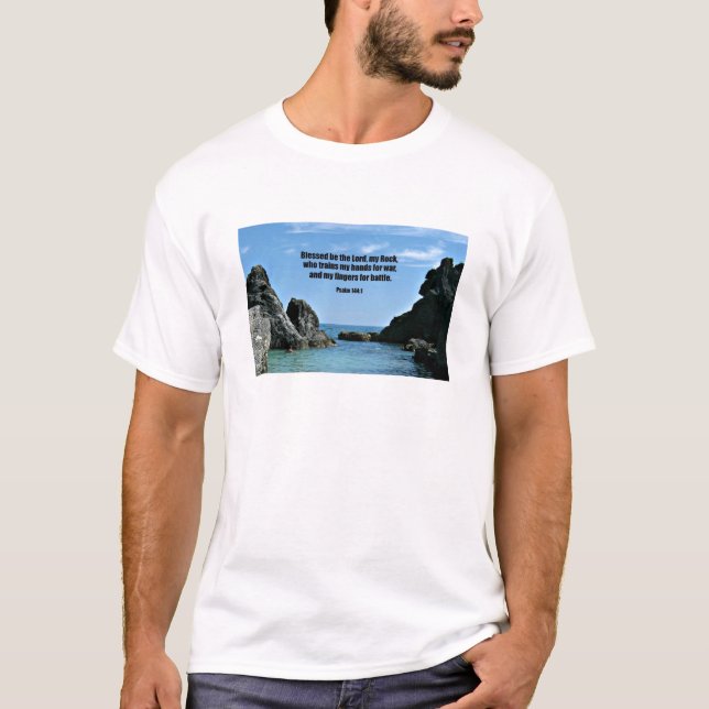 Psalm 144:1 Gesegnet sei der Herr, mein Rock.. T-Shirt (Vorderseite)