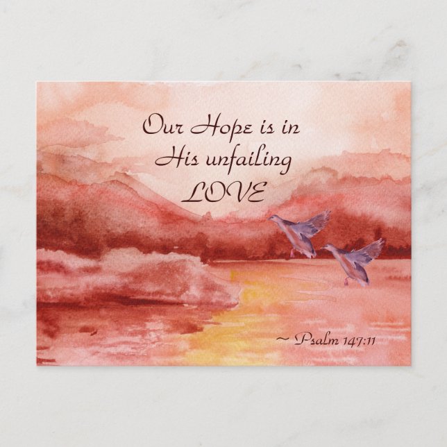 Psalm 147:11 Unsere Hoffnung ist in seiner unermüd Postkarte (Vorderseite)