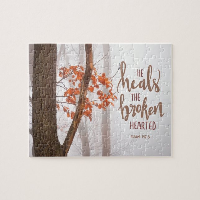 Psalm 147:3 Er heilt den gebrochenen Herzen Puzzle (Horizontal)