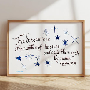 Psalm 147 4 Sterne Bibelvers Christlich Poster