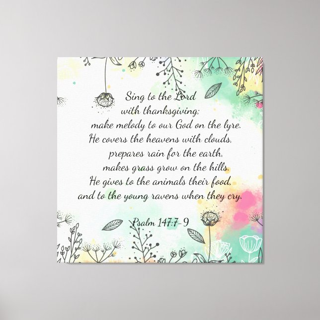 Psalm 147:7-9 leinwanddruck (Vorderseite)