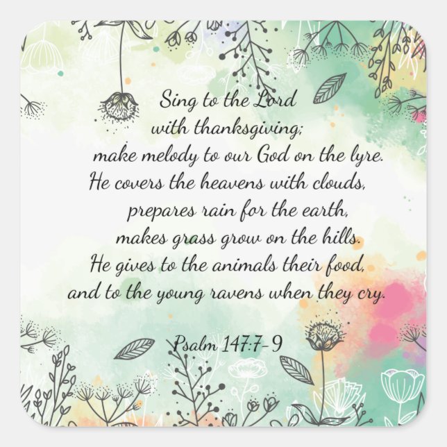 Psalm 147 quadratischer aufkleber (Vorderseite)