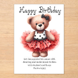Psalm 149:3 Teddy Ballerina Birthday Greeting  Acryleinladungen