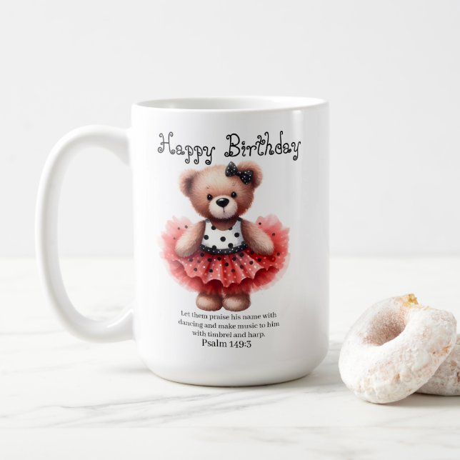 Psalm 149:3 Teddy Ballerina Coffee Mug Kaffeetasse (Mit Donut)