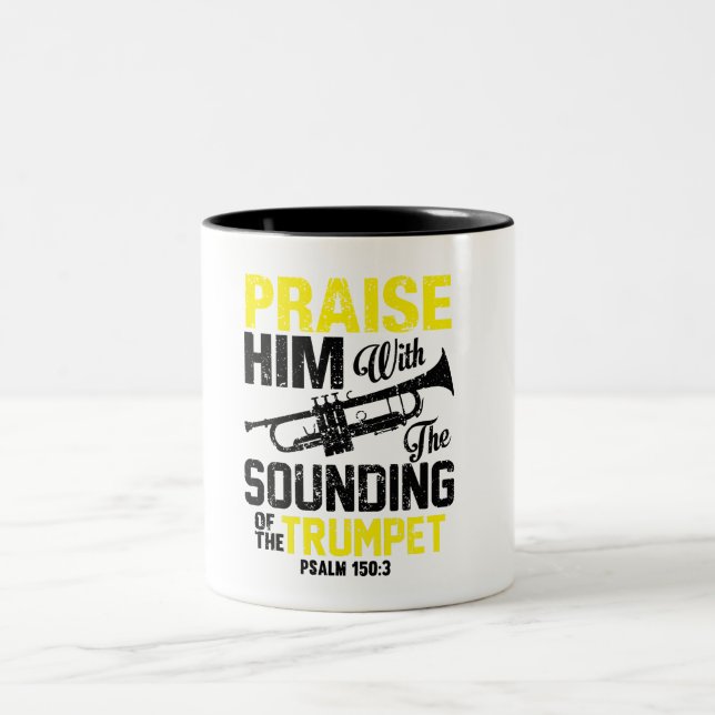 Psalm 150 Trumpet Lob Ihm Kaffee Tasse (Mittel)