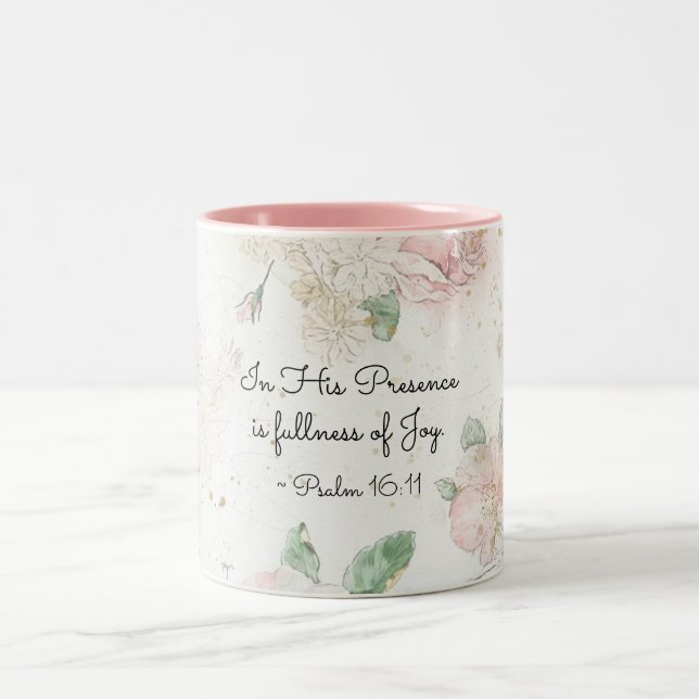Psalm 16:11 In seiner Gegenwart ist Vollkommenheit Zweifarbige Tasse (Mittel)