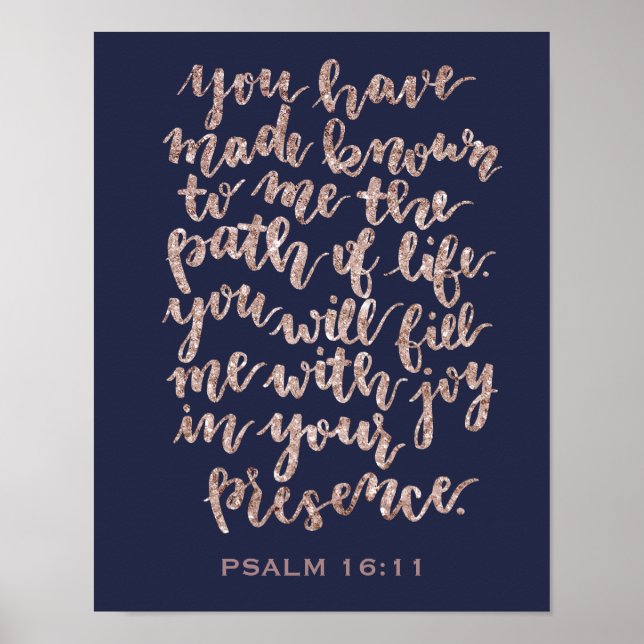 Psalm 16:11 Rose Glitzer Poster (Vorne)