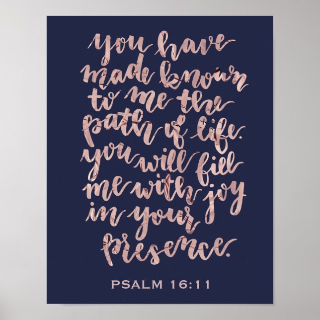 Psalm 16:11 Rose-Goldfolie Poster (Vorne)