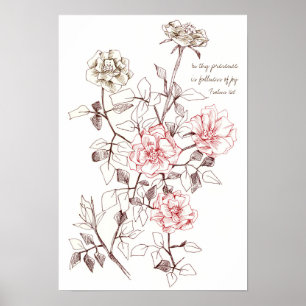 Psalm 16:11 Schrift Bibelvers Rose Blumen  Poster