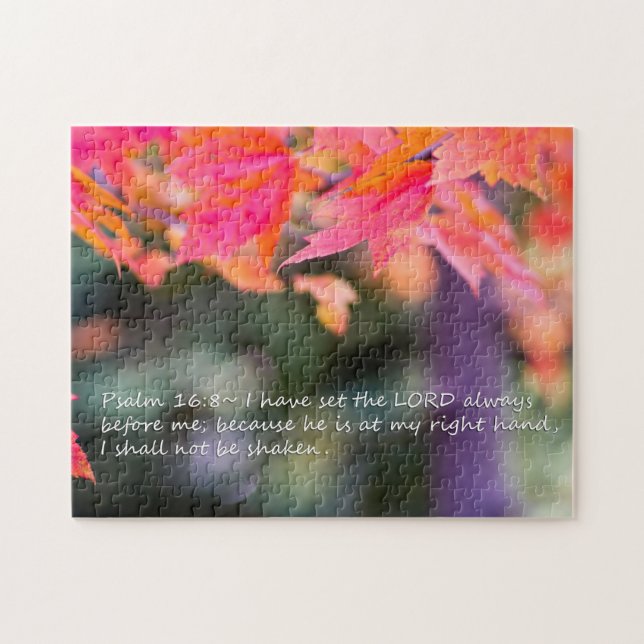 Psalm-16:8 auf Herbstlaub Puzzle (Horizontal)