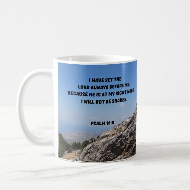 Psalm 16:8 Christliche Verse Kaffeetasse (Links)