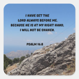 Psalm 16:8 Gott steht zu meiner rechten Hand Bibel Quadratischer Aufkleber