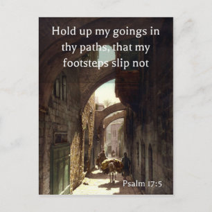 Psalm 17:5 auf einem alten Foto der Via Dolorosa Postkarte