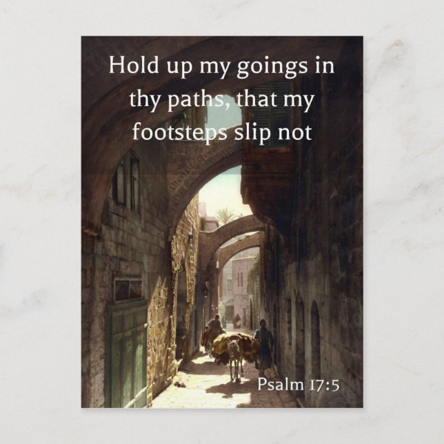 Psalm 17:5 auf einem alten Foto der Via Dolorosa Postkarte (Vorderseite)