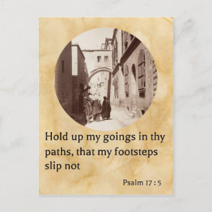 Psalm 17:5 auf einem alten Foto der Via Dolorosa Postkarte