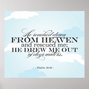 Psalm 18:16 - Bibelschrift Poster