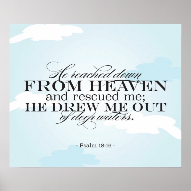 Psalm 18:16 - Bibelschrift Poster (Vorne)
