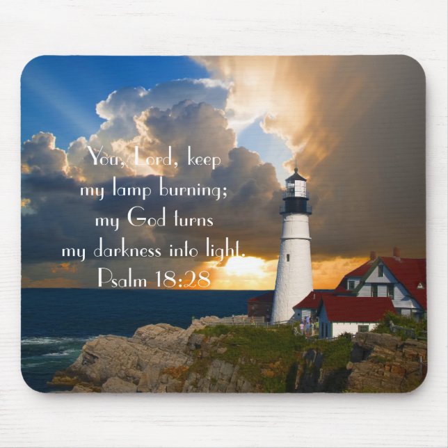 Psalm 18:28 Leuchtturm Mousepad (Vorne)