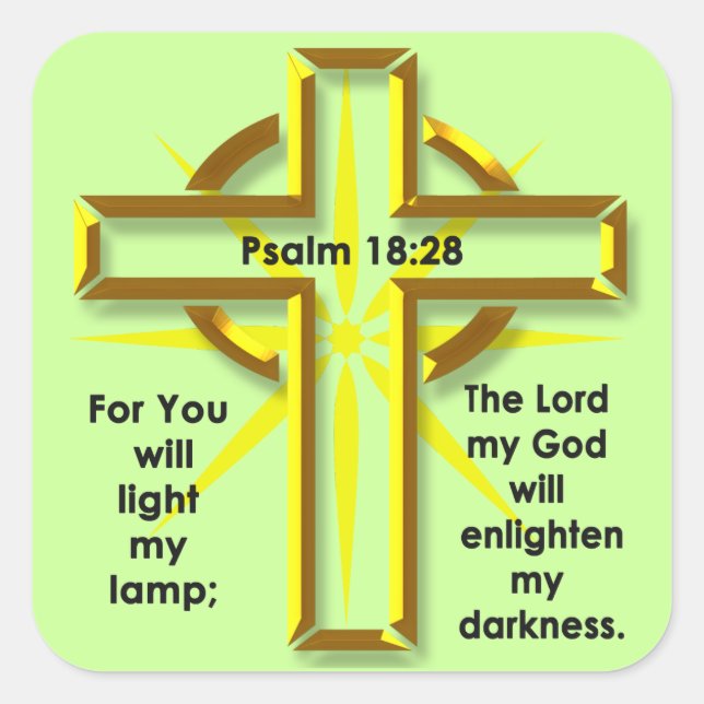Psalm 18:28 quadratischer aufkleber (Vorderseite)