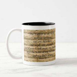 Psalm 18:2 Der Herr ist mein Felsen und meine Fest Zweifarbige Tasse