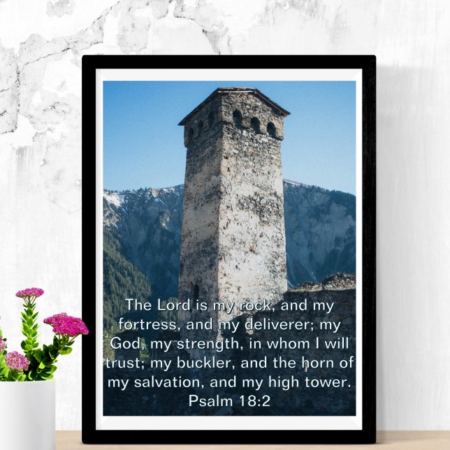 Psalm 18:2 Der Herr ist mein Rock KJV Bibelwall Ar Poster (Psalm 18:2 The Lord is my Rock KJV Bible Wall Art)