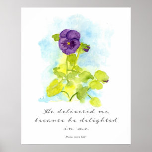 Psalm 18 Schriftstelle Er hat mich befreit Violett Poster