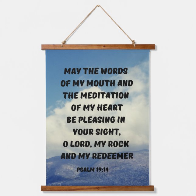 Psalm 19:14 Christliches Gebet-Bibelverse Wandteppich Mit Holzrahmen (Vorderseite)