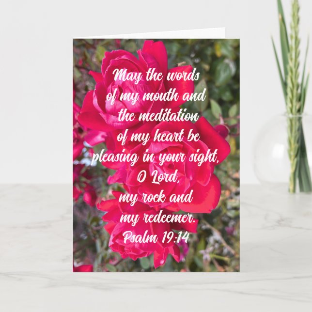 Psalm 19:14 Prayerful Meditation Bible Verse Rose Karte (Vorderseite)