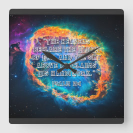 Psalm 19:1 Die Himmel verkünden Gottes Ruhm Quadratische Wanduhr